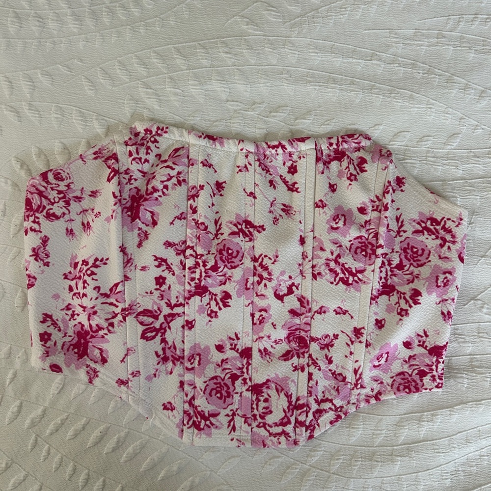 Pink Floral Women’s Corset/Tube Top